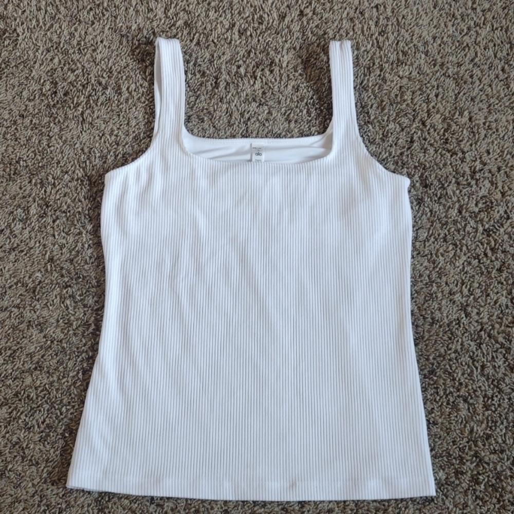 Alo Yoga Ribbed Square Neck Sports Bra Tank Top